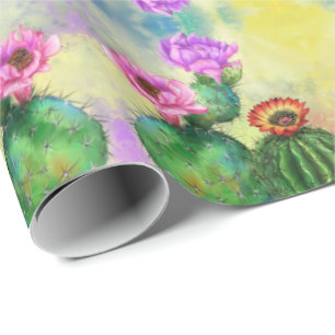 Kleurrijk Cactus Flowers Wrapping Paper - Schilder Cadeaupapier