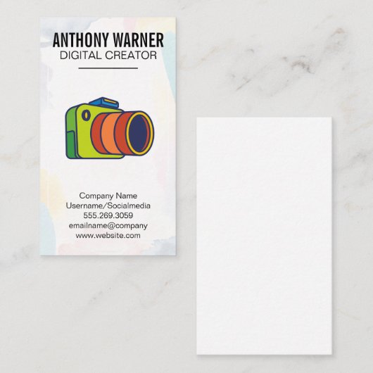 Kleurrijk Camerologo Visitekaartje (Voorkant / Achterkant)