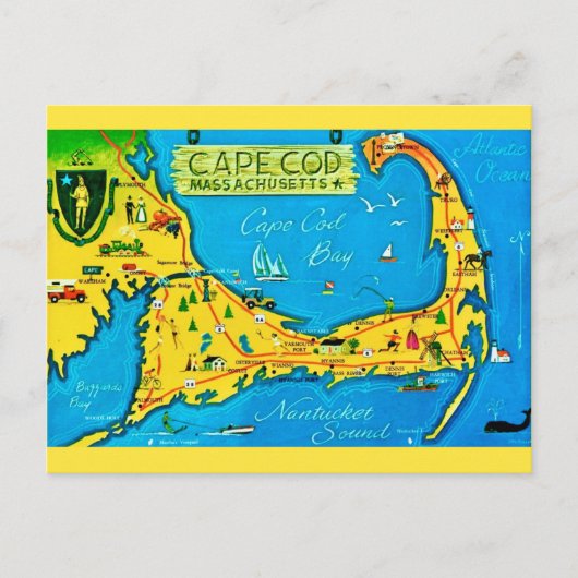 Kleurrijk Cape Cod Briefkaart (Voorkant)