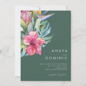 Kleurrijk Casual groen, allemaal in één bruiloft Kaart (Voorkant)