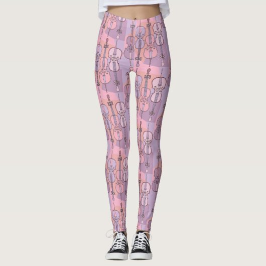 Kleurrijk cello patroon leggings (Voorkant)