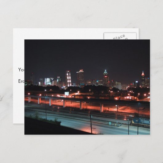 Kleurrijk centrum van Atlanta Skyline bij nacht Briefkaart (Voorkant / Achterkant)