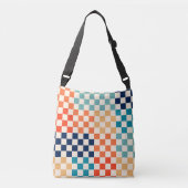 Kleurrijk Checkered-schaakbordpatroon Crossbody Tas (Voorkant)