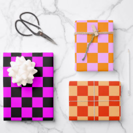 Kleurrijk Checkered-schaakbordpatroon Inpakpapier Vel