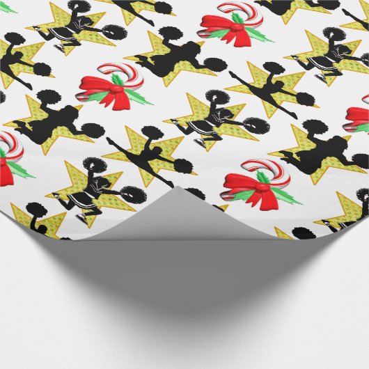 KLEURRIJK CHEERLEADEREND KERSTONTWERP CADEAUPAPIER (Hoek)