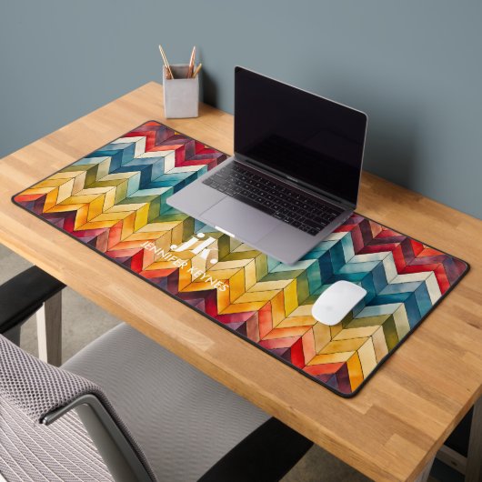  kleurrijk Chevron Monogram Bureaumat (Kantoor 2)