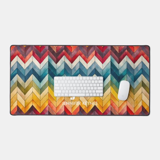 kleurrijk Chevron Monogram Bureaumat (Keyboard & Muis)