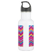 Kleurrijk chevron-patroon en -monogram waterfles (Achterkant)