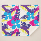 Kleurrijk Chic Floral & Dot Patroon met bladeren Sherpa Deken (Voorkant (horizontaal))