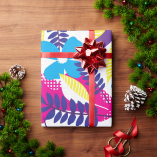 Kleurrijk Chic Floral & Dot Pattern met bladeren Cadeaupapier