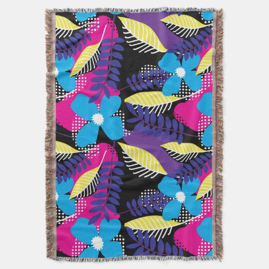 Kleurrijk Chic Floral & Dot Pattern met bladeren T Deken (Voorkant Verticaal)