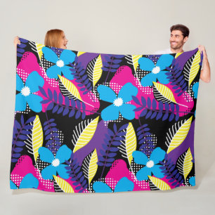 Kleurrijk Chic Floral & Dot Pattern met Leaves Fle Fleece Deken