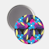Kleurrijk Chic Floral & Dot Pattern met Leaves Mag Magneet (Voorkant / Achterkant)