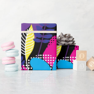 Kleurrijk Chic Floral & Dot Pattern met Leaves Wra Cadeaupapier