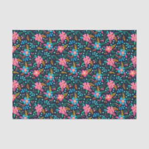 Kleurrijk Chic Roze Blauwe Wilde Bloem Bloemmotief Tissuepapier
