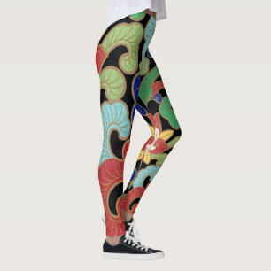 Kleurrijk Chinees bloemig Abstract  patroon Leggings