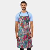 Kleurrijk Chinees Floral Patroon Schort (Gedragen)