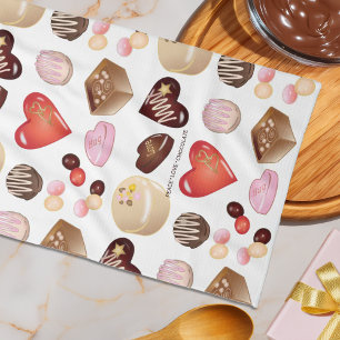 Kleurrijk chocolade snoep hart patroon theedoek