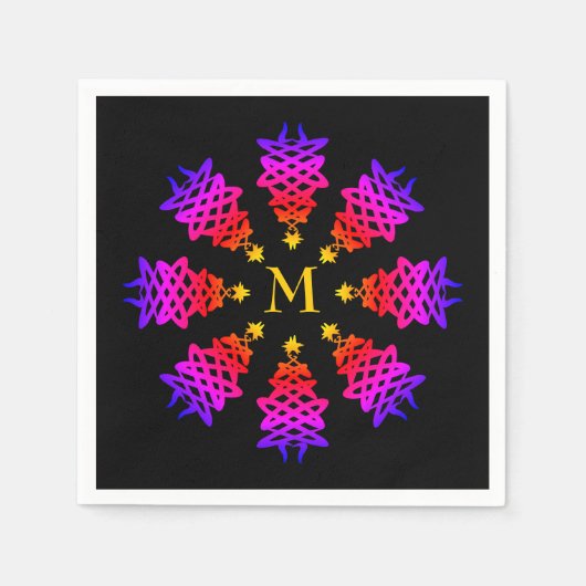 Kleurrijk | CHRISTMAS TREE | Monogrampapier Servet (Voorkant)