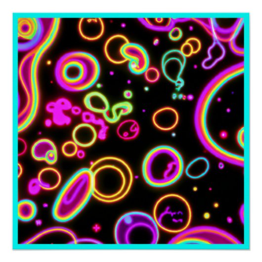 Kleurrijk cirkelvormig neonpatronen Kunstontwerp Perfect Poster (Voorkant)
