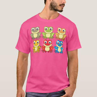 Kleurrijk Collectie van kikkers Dierenvriend T-shirt