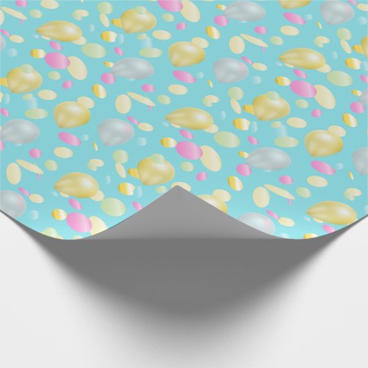 Kleurrijk Confetti en ballonnen inpakpapier (Hoek)