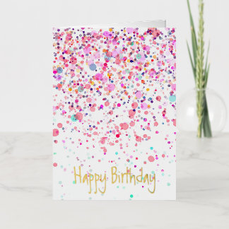Kleurrijk Confetti Gelukkige Verjaardag Goud Folie Wenskaart