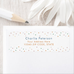 Kleurrijk Confetti Retouradres Label