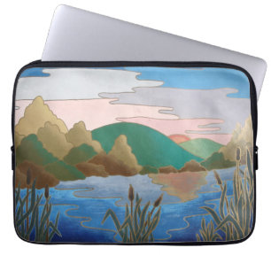 kleurrijk contemporeus abstract kunstlandschap laptop sleeve