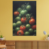 Kleurrijk Contrast: Groene en Rode Tomaat het Schi Canvas Afdruk (Insitu (Woonkamer))