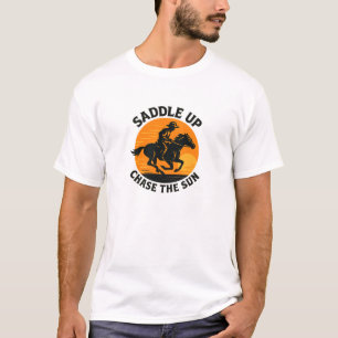 Kleurrijk Cowboy Zonsondergang Design T-shirt