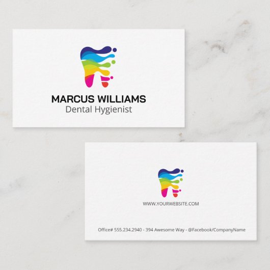 Kleurrijk Creatief Tand Logo | Tandheelkunde Visitekaartje (Voorkant / Achterkant)