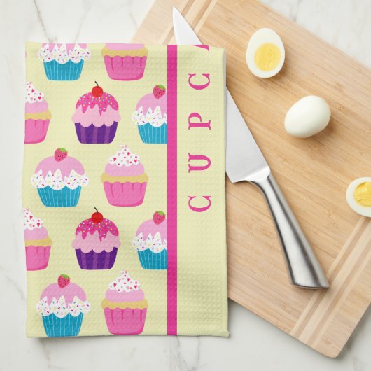 Kleurrijk Cupcakes patroon, zoete traktaties Theedoek (Quarter Fold)