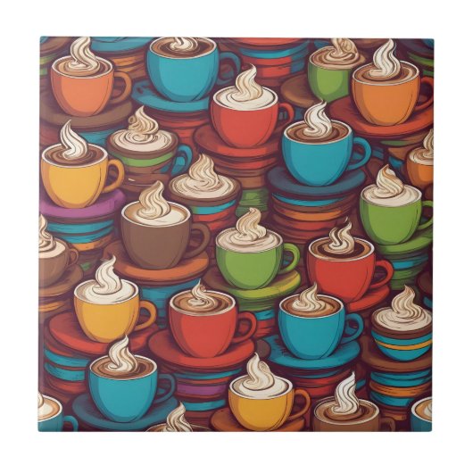 Kleurrijk cups patroon tegeltje (Voorkant)