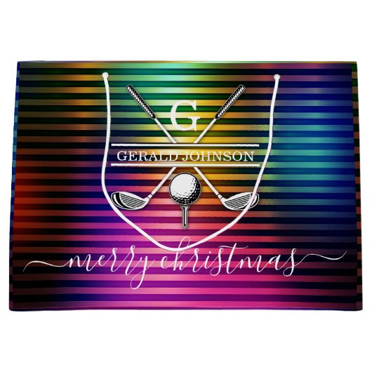 Kleurrijk Custom Elegant Golf Monogram Ontwerp Groot Cadeauzakje (Voorkant)