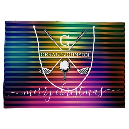 Kleurrijk Custom Elegant Golf Monogram Ontwerp Groot Cadeauzakje (Achterkant)