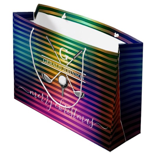 Kleurrijk Custom Elegant Golf Monogram Ontwerp Groot Cadeauzakje (Achterkant Gekanteld)
