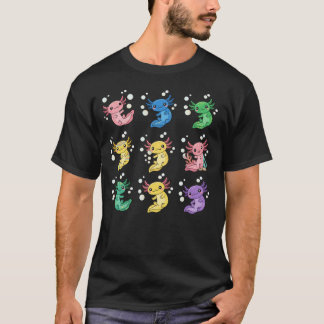 Kleurrijk Cute Axolotl Patroon Kunst T-shirt