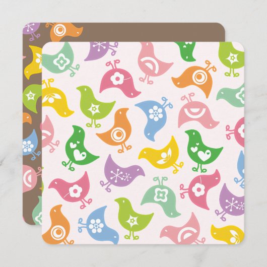 Kleurrijk Cute Fun Rainbow Chicken Chic Baby showe Kaart (Voorkant / Achterkant)