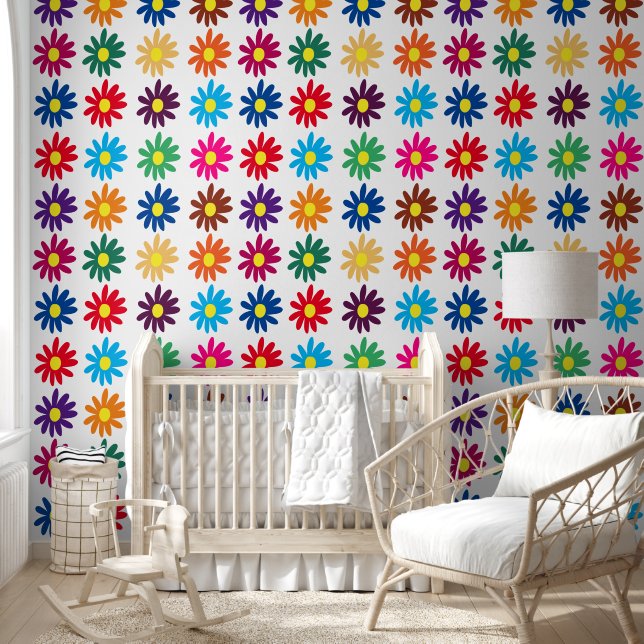 Kleurrijk Daisy Flower Pattern Behang (Kinderen)