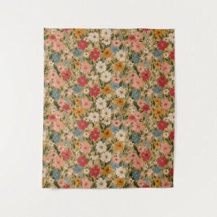 Kleurrijk Daisy Patroon - Mosterd Wandkleed