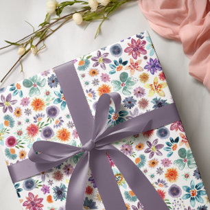Kleurrijk de Hand Geschilderde Lente Wilde Bloem G Cadeaupapier
