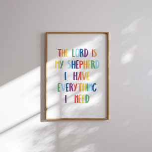 Kleurrijk De heer is mijn herder poster