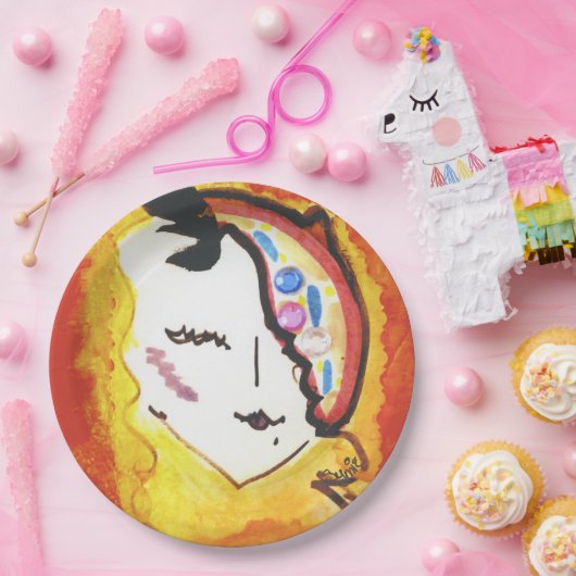 Kleurrijk decoratief bord met gezicht (Feest)