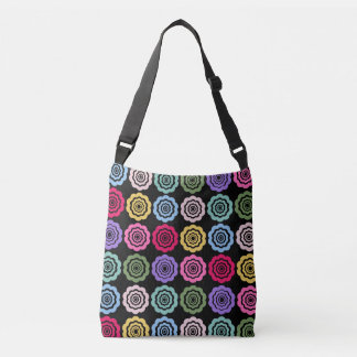 Kleurrijk digitaal bloemenpatroon crossbody tas