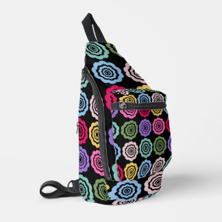 Kleurrijk digitaal bloemmotief sling bag
