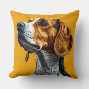 Kleurrijk digitaal kunstwerk van een Beagle-hond Kussen