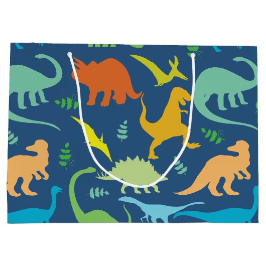 Kleurrijk Dinosaur-patroon om u aan te passen Groot Cadeauzakje (Achterkant)