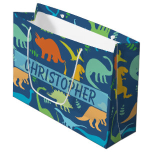 Kleurrijk Dinosaur-patroon om u aan te passen Groot Cadeauzakje