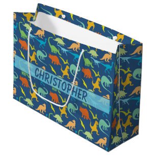 Kleurrijk Dinosaur-patroon om u aan te passen Large Cadeauzakje
